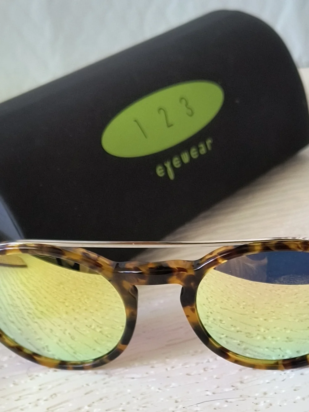 Tortoiseshell Frame Sunglasses with Green Mirrored Lenses